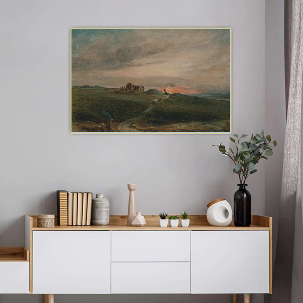 Цитон Джон констебль stoneстоунхендж на закате Canvas холст искусство Масляная