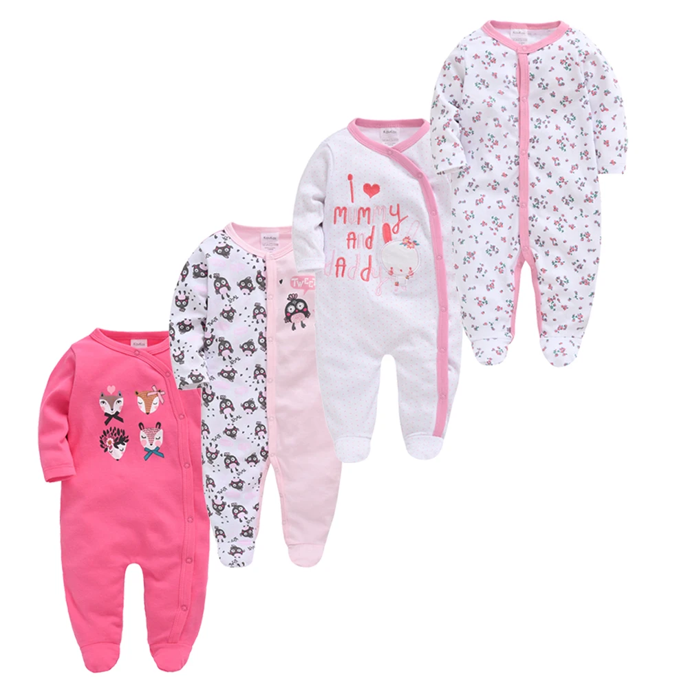 

Kavkas Baby Girls Romper Long Sleeve 3/4 Pcs 100% Cotton Newborn Bebe Body Clothes 3M 6M 9M 12M Infant Jumpsuit
