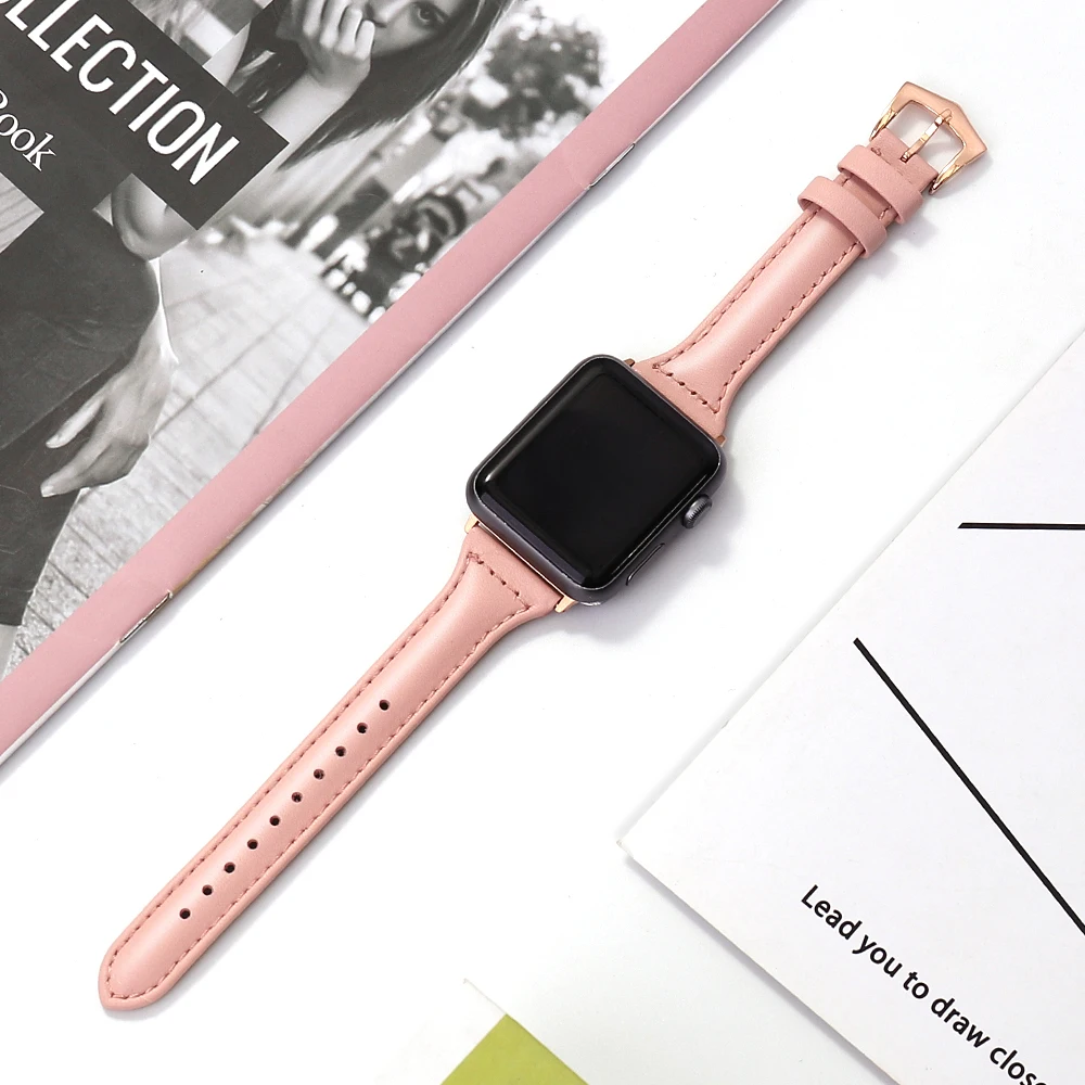 Ремешок из натуральной кожи для apple watch band 44 мм 40 42 38 браслет iwatch series 5 4 3 2 1