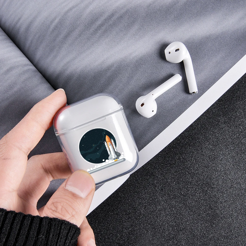 Прозрачный милый мультяшный чехол для AirPods накладка Apple зарядки кожаные