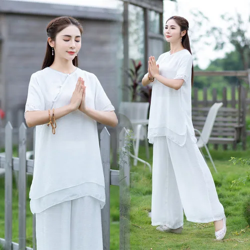 

Vintage Cotton and Linen Tea Suit Kung Fu Zen Suit Tai Chi Suit Meditation Chinese-Style Costume Stage Costume tai chi uniform