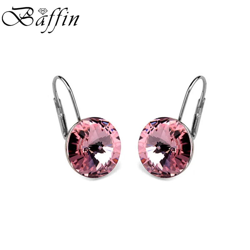 BAFFIN, классические серьги-гвоздики Bella, кристаллы от Swarovski, модные, золотые, серебряные, Круглые, для пирсинга, вечерние, ювелирные изделия для женщин, подарок - Окраска металла: Rose Rhodium