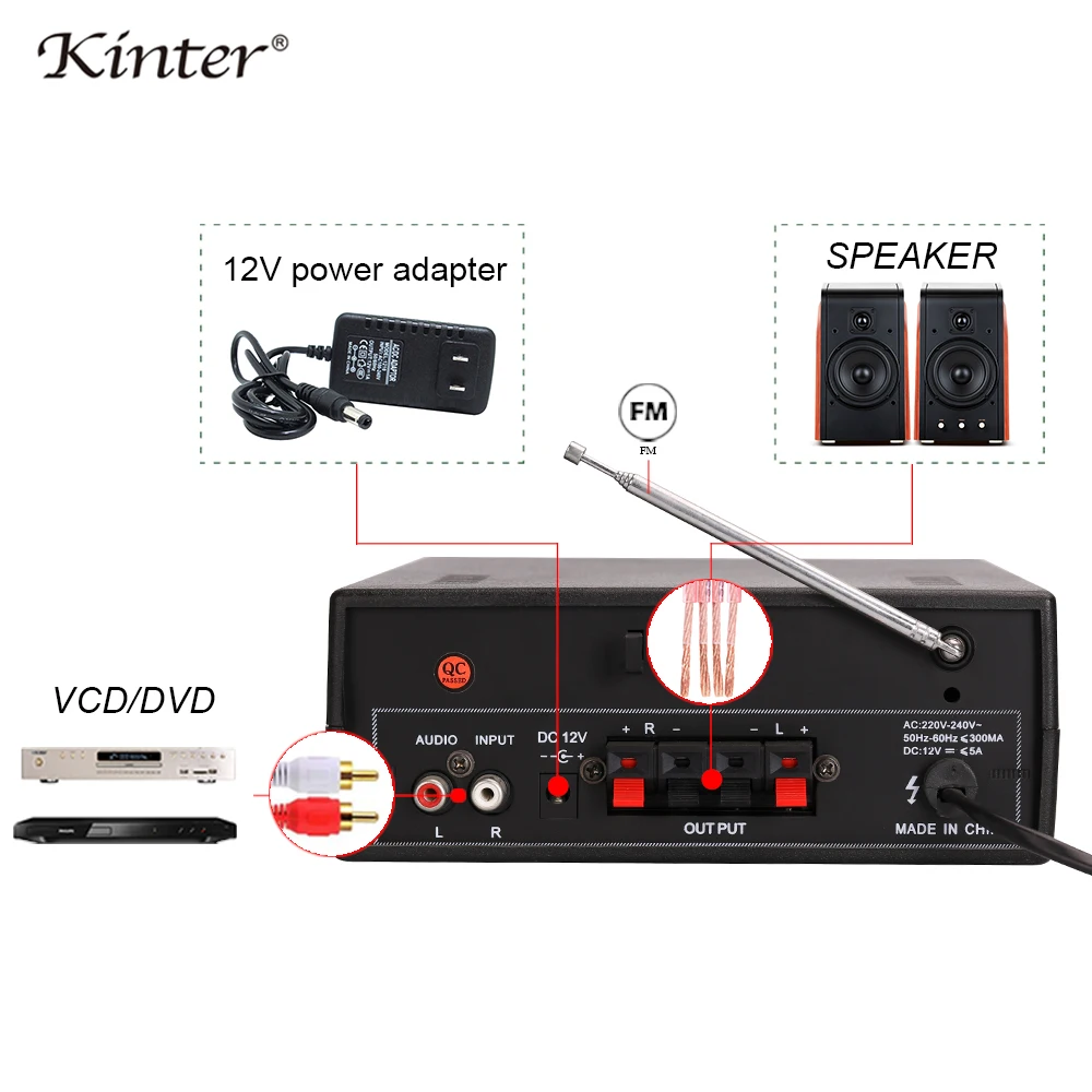 Kinter 003 усилитель мощности аудио с USB SD вход AUX воспроизведение hifi стерео звук