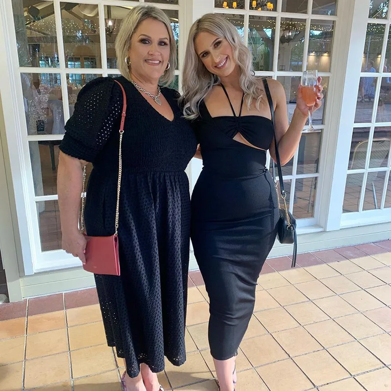 

Elegant Halter Sexy Long Midi Dress Women 2021 Cut-Out Backless Clubwear Party Gown Sleeveless Black Skinny Bodycon Dresses