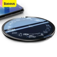 baseus 15w wireless charger for airpods iphone 11 pro transparent qi wireless charger desktop pad mobile phone quick charging