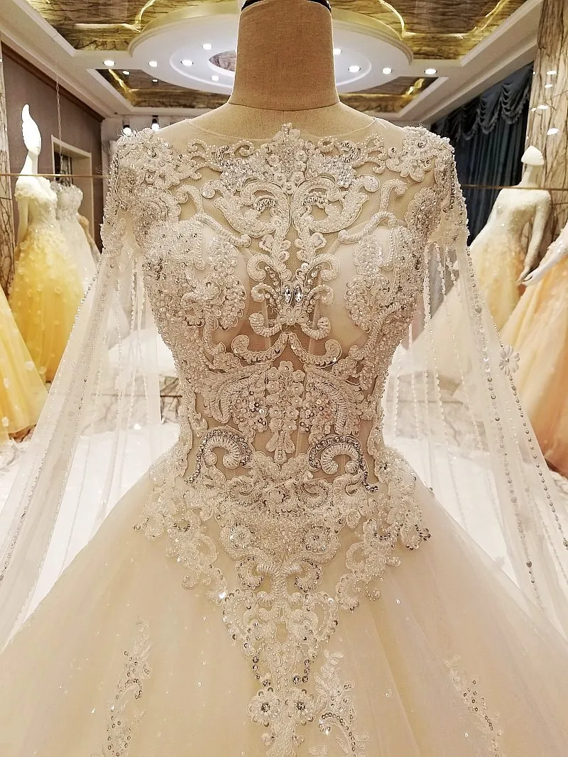 LSX63889 trajes de novias nuevos бальное платье прозрачный, с застежкой на молнии сзади кепки рукава новейшие Свадебные платья Реальные фотографии
