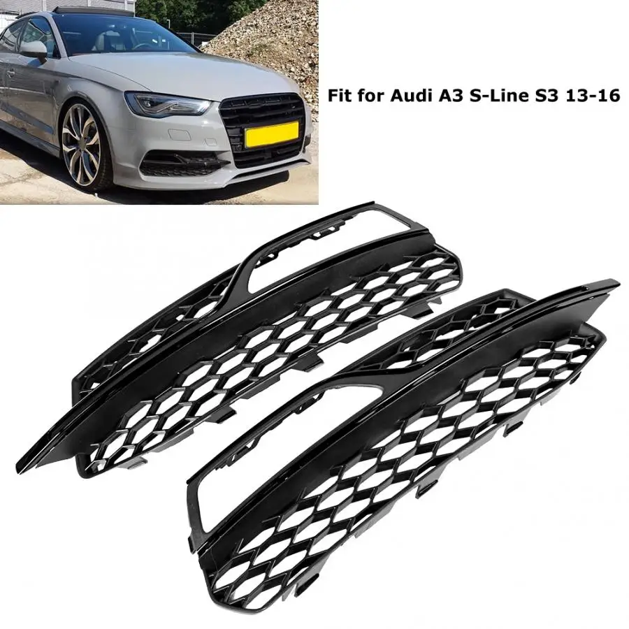 Пара бампер противотуманных фар решетка с черной отделкой Подходит для Audi A3 S-Line S3 2013 автомобильные аксессуары