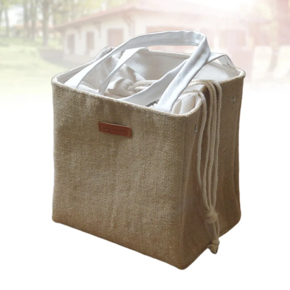 

Reusable Lunch Tote Bag Cotton and Linen Insulated Lunch Bag Tote Bag Handbag Cooler Bag for Adults Kids (Large