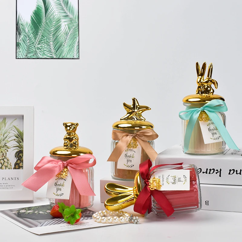 Керамическая стеклянная банка с крышкой золотая коробка конфет птица белка