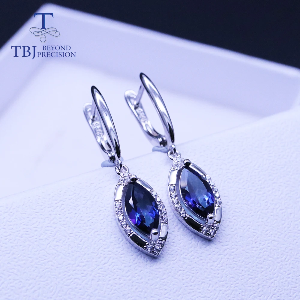 Синяя серьга с топазом mq 5*10 мм 2.3ct настоящий драгоценный камень ювелирные изделия из стерлингового серебра 925 пробы для женщин tbj продвижение