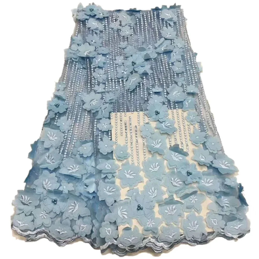 

African 3D Beaded Lace Fabric 2021 High Quality Lace French Net Lace Appliques Pink Nigerian Mesh Tulle Lace Fabrics JL28621