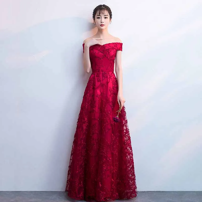 AnXin SH принцессы с красным кружевом цветочным рисунком вечернее платье вечерние в