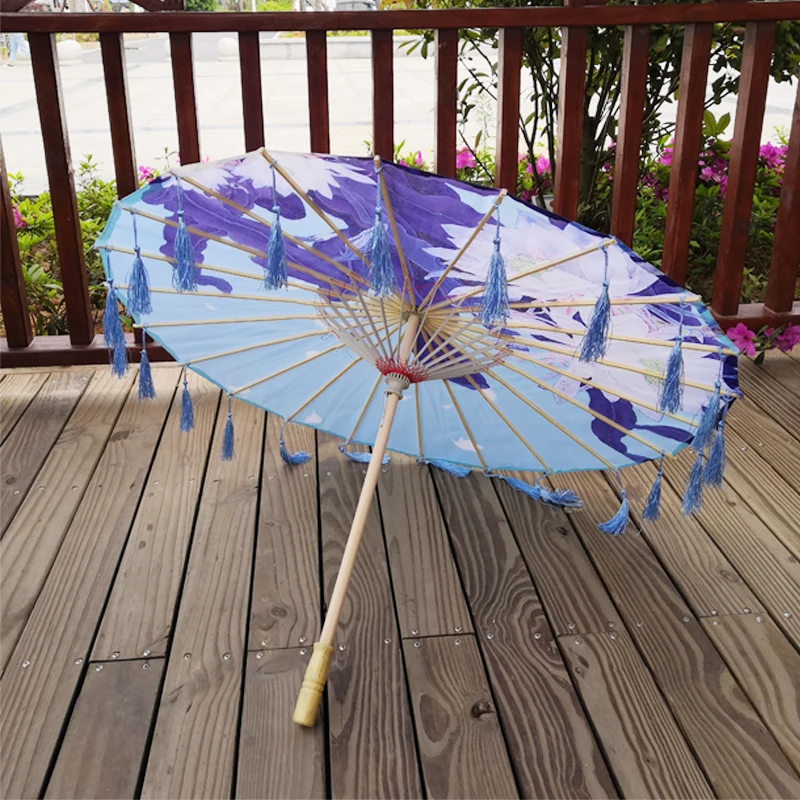 Chinese Silk Umbrella Anime Women Photography Cos Prop Antique Dance Tassels Transparent Japan Paper Wedding Parasol | Дом и сад