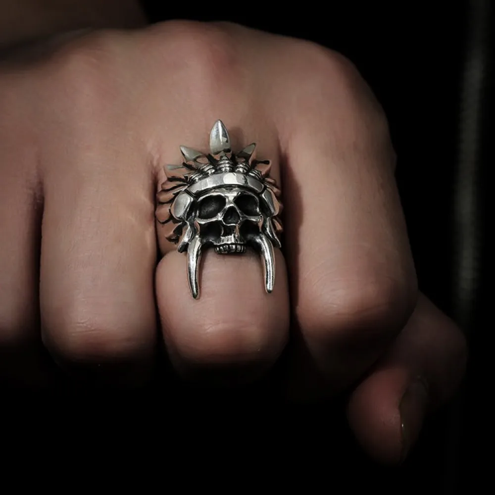 

Indian Tribal Chief Chieftain Ring Mens 316L Stainless Steel Biker Silver Color Rings Gothic Punk Jewelry