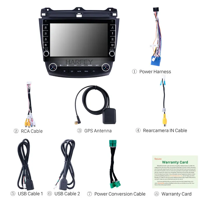 Автомагнитола Harfey с сенсорным HD экраном 9 1 дюйма Android 10 для Honda Accord 7 2003 2007 GPS Bluetooth
