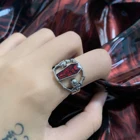 Мужское Винтажное кольцо в готическом стиле, кольцо на палец в стиле панк с черепом вампира, байкерское ювелирное изделие серебристого цвета в подарок