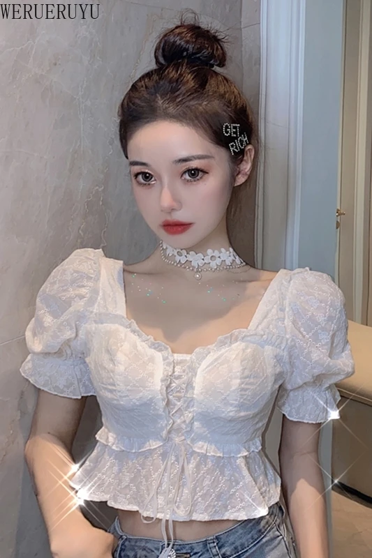 

WERUERUYU Lace Blouses Shirts Sexy Club Female Shirts Summer Fashon Tops Lace Sexy Fashon Top