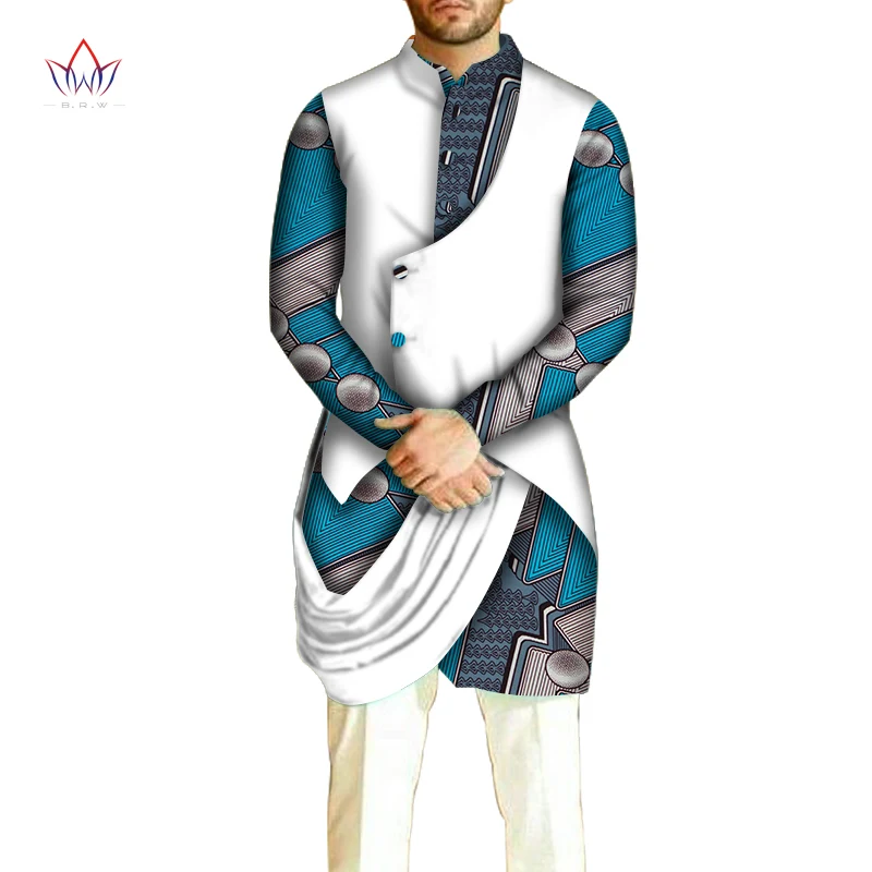 Африканская Мужская одежда хлопковые Дашики мужская рубашка с длинным рукавом