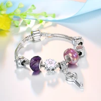 attractto silver keybutterfly bracelets for women crystal bracelet charm jewelry floweralarm clock bracelets female sbr190514