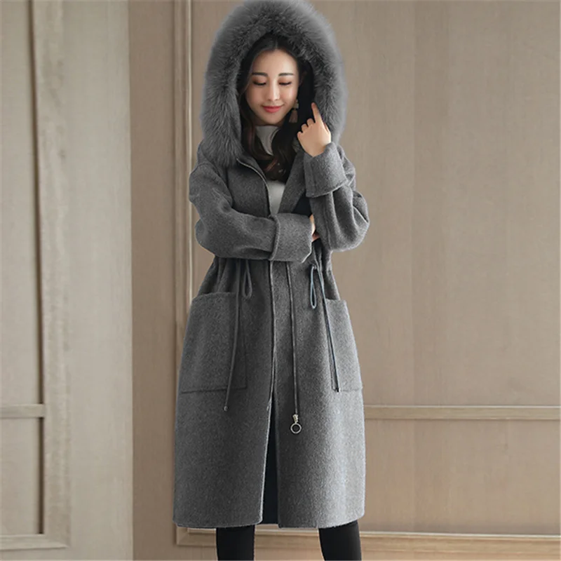 

Women's Woolen Coat 2020 Autumn Winter New Slim Fashion Wild Loose Waist Temperament Large Size Medium And Long Top Jacket GH192