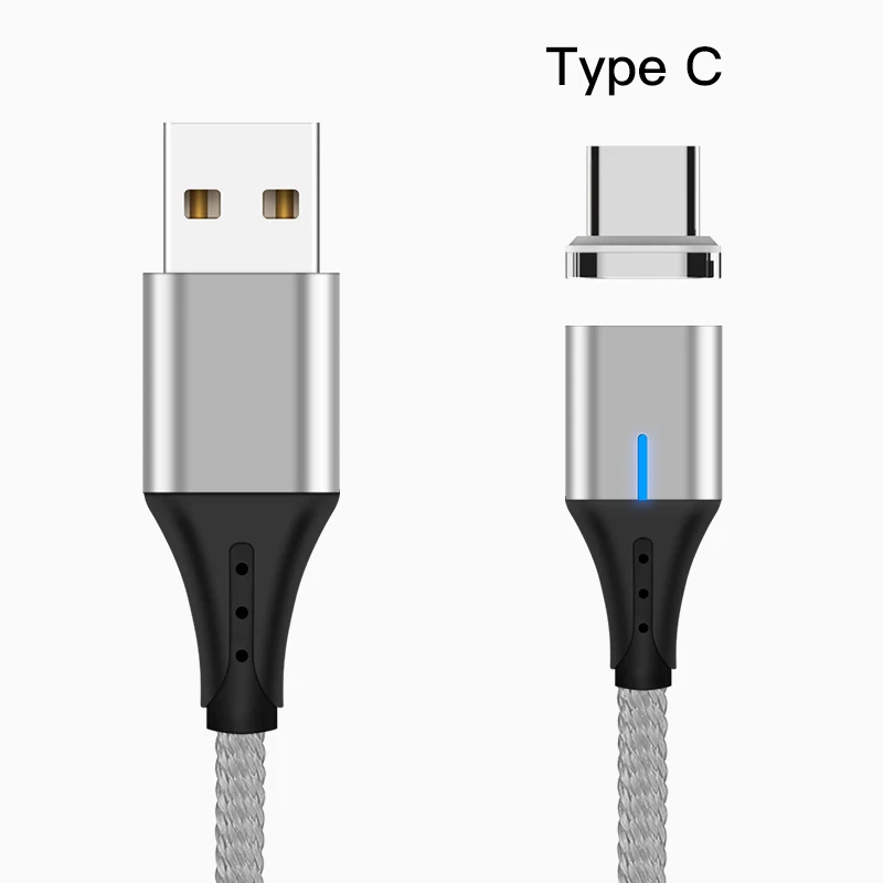 Silver for Type C 5А 1 м type C микро USB кабель передачи данных Магнитный кабель для зарядки для Iphone 11pro samsung Xiaomi redmi huawei зарядное устройство Шнур для мобильного телефона - Цвет: Silver for Type C