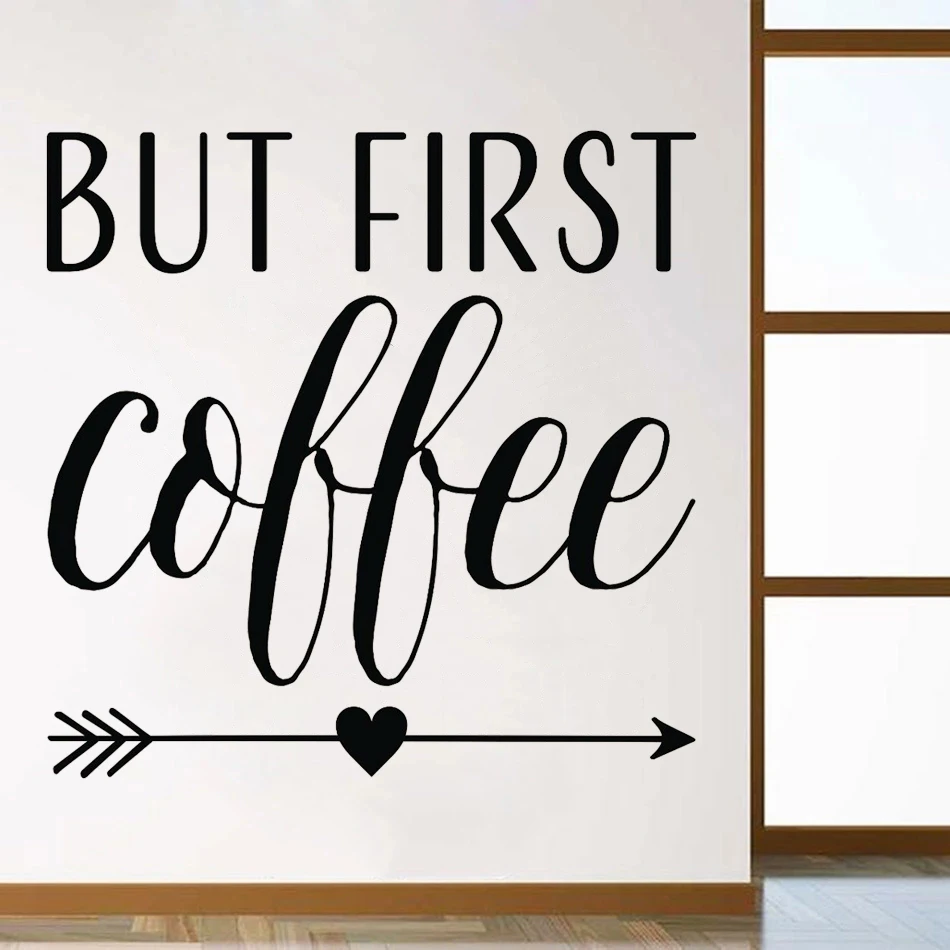Но сначала Кофе слова кафе виниловые наклейки на стены Наклейки Декор Надписи