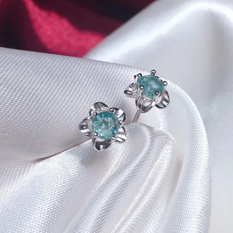 

Vintage 100% 925 Sterling Silver Tourmaline Gemstone Birthstone Ear Studs Earrings Ladies Fine Jewelry Wholesale