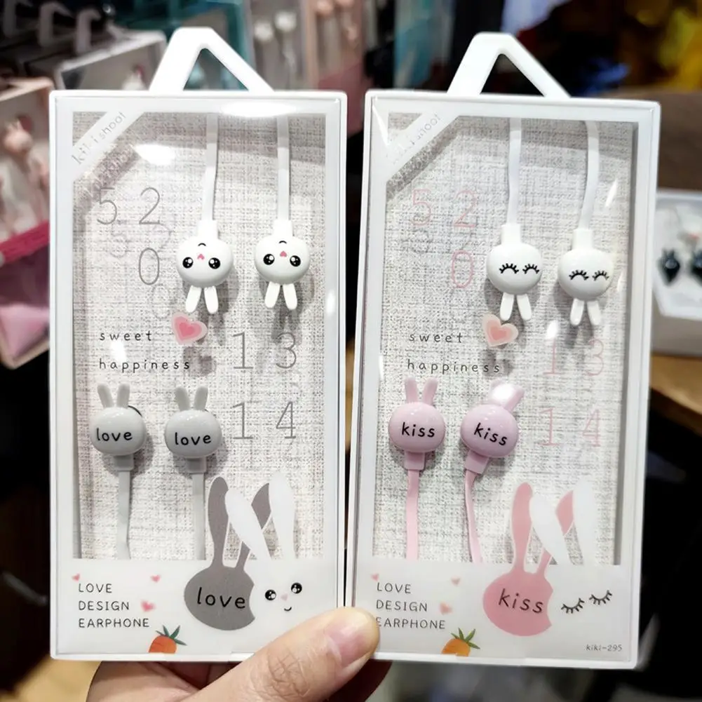 

2 Pairs Earphone Wired Noise Reduction Cute In-ear Headphone for Phone Couple cartoon headphones Comfortable to wear