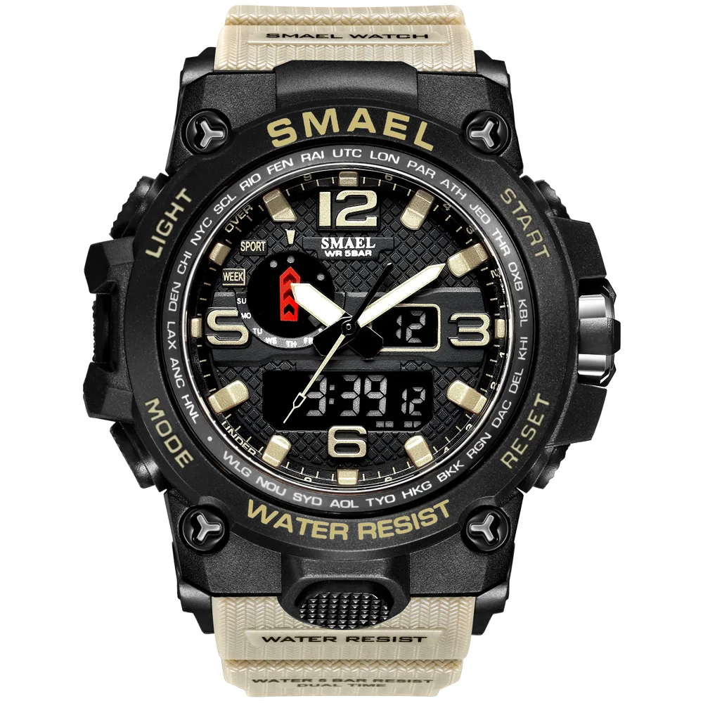 

SMAEL Quartz Wirst Watches Led Light Shock Men Watch 5Bar Waterproof LED Watch Black Men Sport Digital Watch horloges mannen
