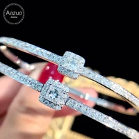 aazuo real 18k white gold real natrual diamonds 1 10ct square bangle for woman upscale trendy wedding engagement party