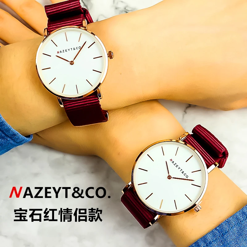 Продвижение Nazeyt Пара часы женщина мужчина британский стиль простой дизайн