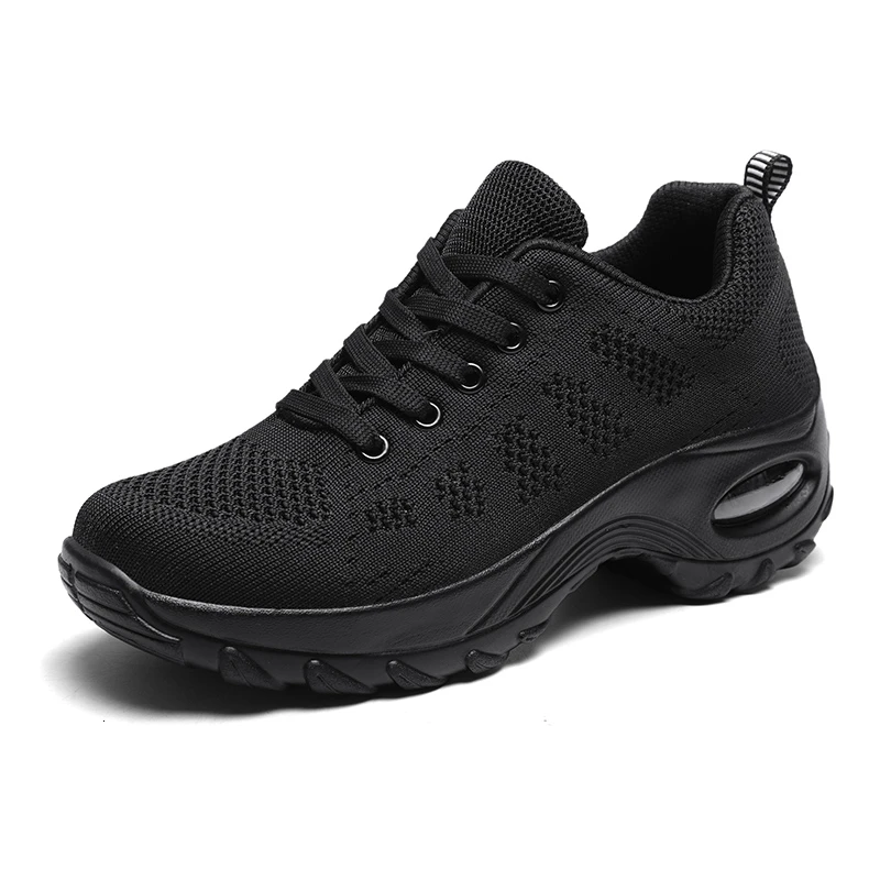 Black woman sneakers Женская спортивная обувь с воздушной подошвой; обувь для бега; дышащие женские кроссовки; уличная прогулочная обувь для бега; кроссовки для бега; Тканевая обувь для отдыха - Цвет: Black woman sneakers