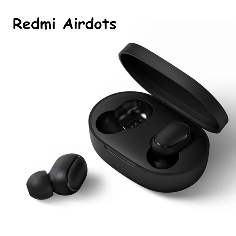 Redmi TWS AirDots Bluetooth наушники стерео беспроводные Bluetooth 5,0 наушники с микрофоном зарядное устройство управление AI - Цвет: black