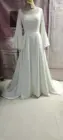 Женское атласное свадебное платье с юбкой годе, классическое плиссированное платье до пола, с пуговицами сзади, квадратное, с длинным рукавом, вырез, свадебные платья