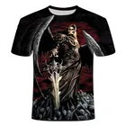 Рубашка мужская с коротким рукавом, футболка в стиле панк, с 3D-принтом в виде черепа с пальцами, с принтом в виде жесткого черепа, хип-хоп, 2021