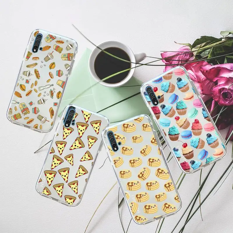 

Cartoon cake delicious food Phone Case Transparent for Huawei honor P mate 40 20 30 10 50 i 9 x mate pro lite 8a