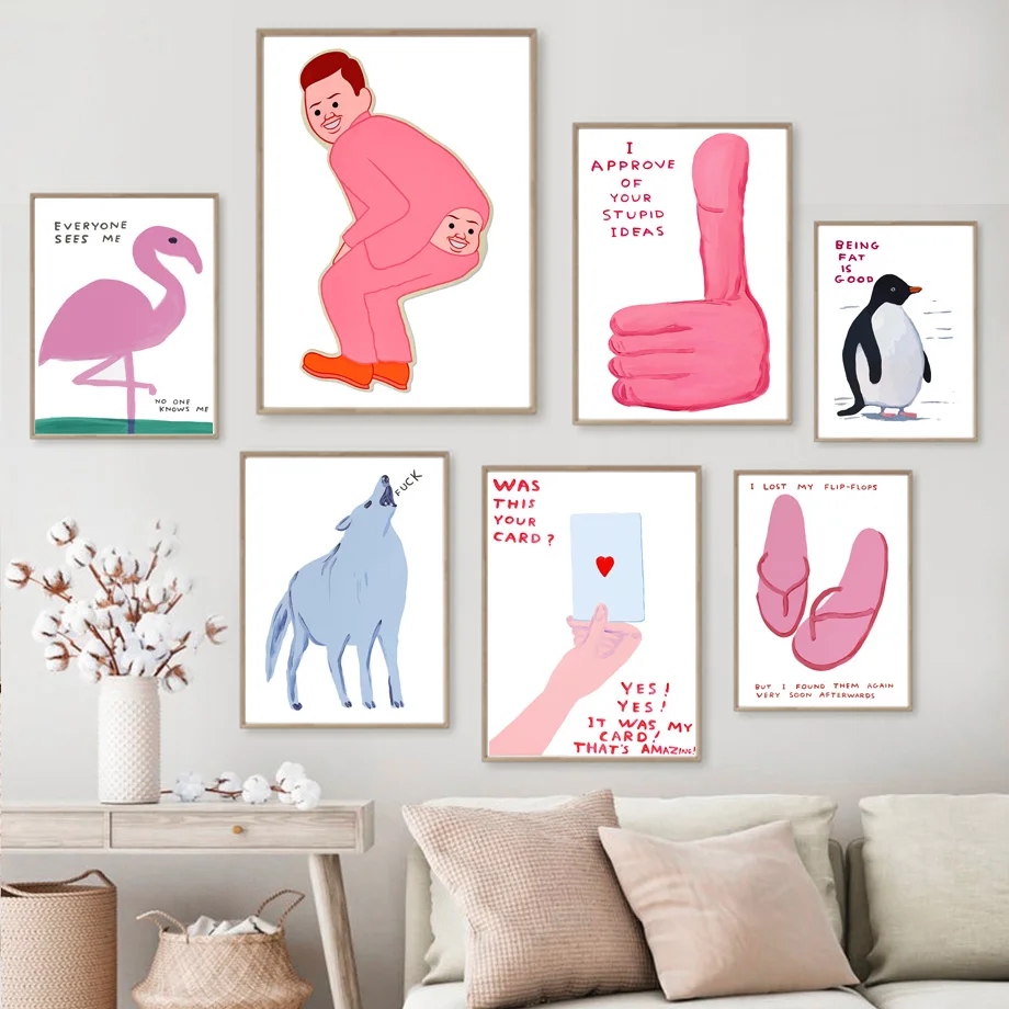 Картина на холсте с принтом Давида шригли Забавный человек попка фламинго