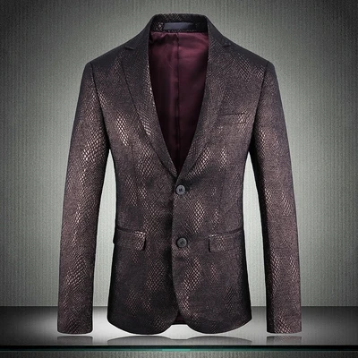 Coffee Scales Blazer Мужской Блейзер, Hombre, Рождественский Блейзер, Americana Hombre, Мужская сценическая куртка, повседневная, приталенная, с чешуей, Дизайнерская куртка, выпускные платья - Цвет: Coffee Scales Blazer
