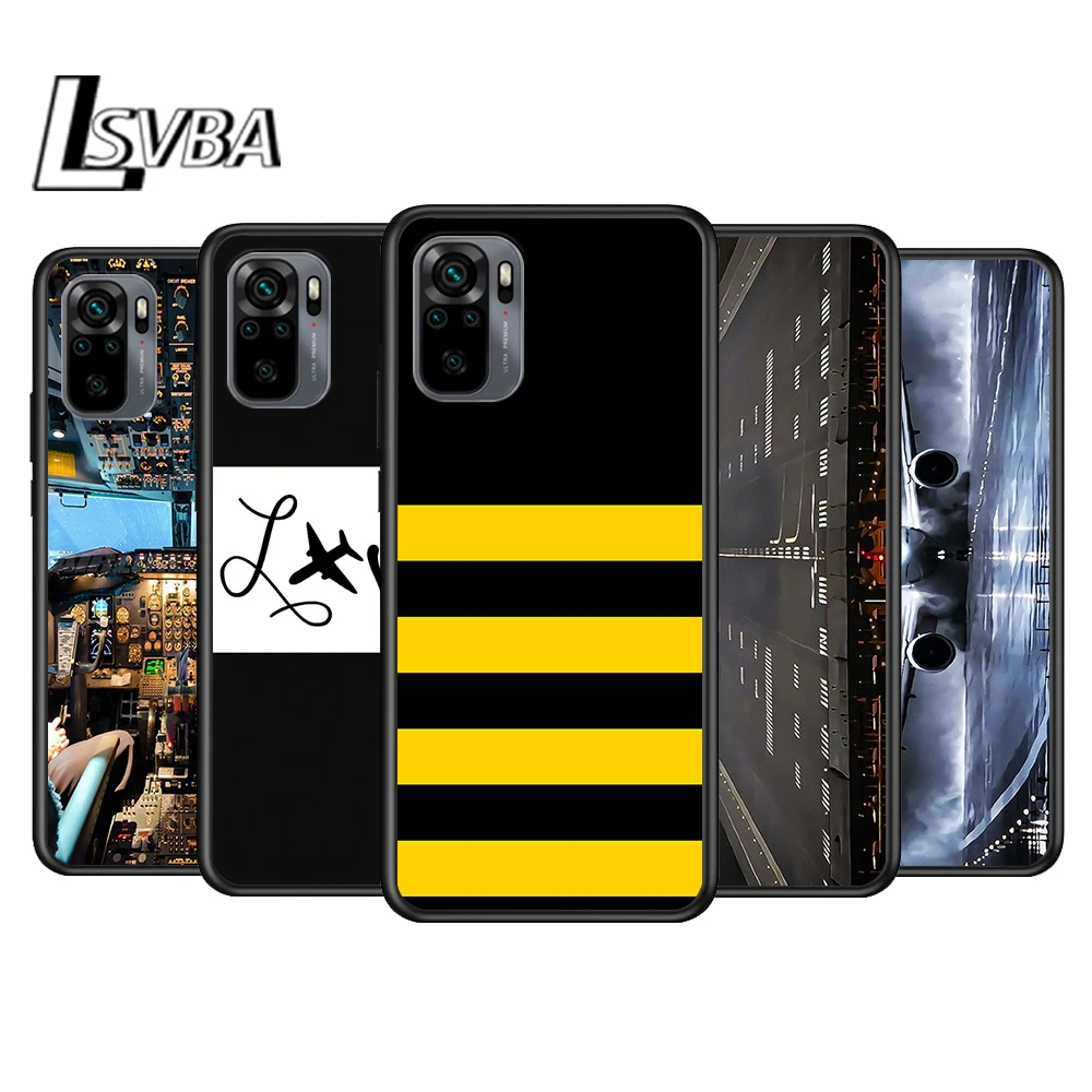 

Airplane Pilot fly for Xiaomi Redmi Note 10 10S 9 9T 9S 9Pro Max 8T 8Pro 8 7 6 5 Pro 5A 4X 4 Soft Black Phone Case