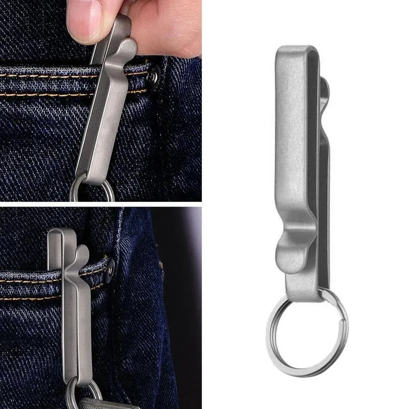 1pcs Titanium Alloy Key Ring Belt Clip Quick Draw Keychain Hanging Buckle Corkscrew