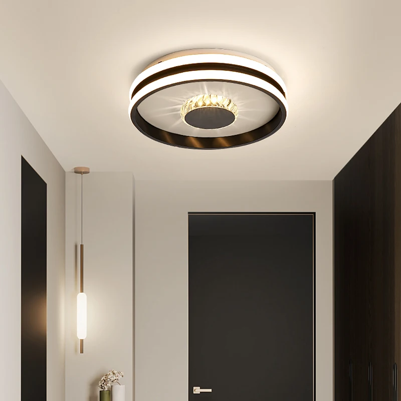 

Modern Minimalist Ceiling Lamp Home Corridor Aisle Entrance Balcony Indoor Lighting Black White Round Decorative Chandeliers