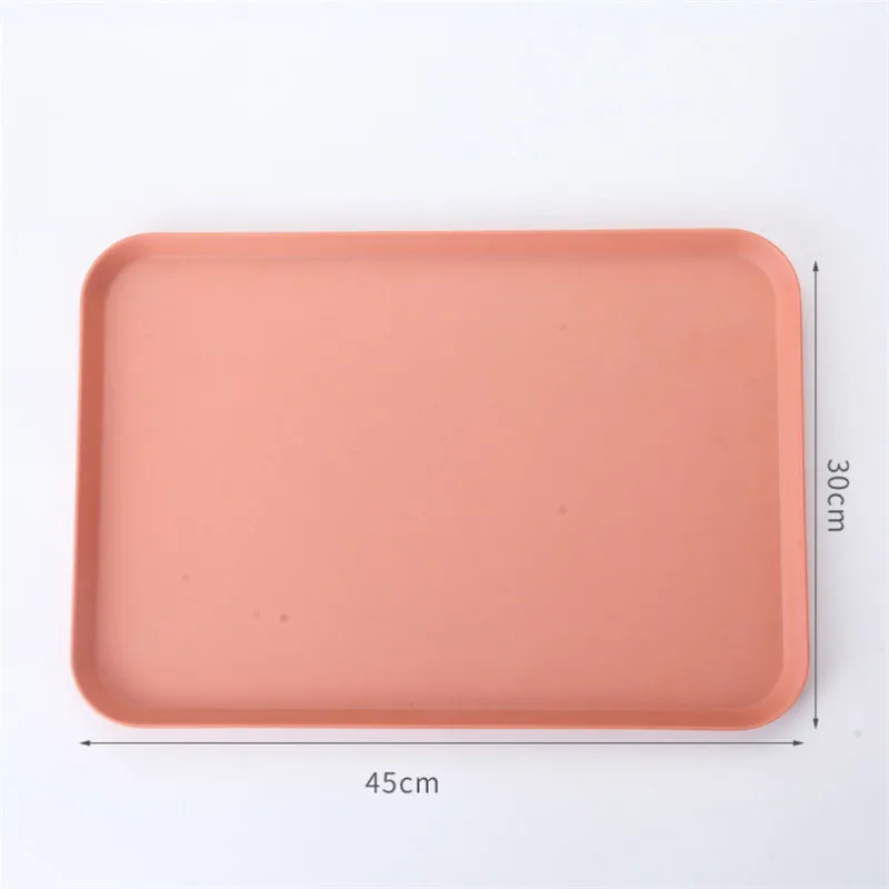 Large Pink 1 pcs Rectangle Fruit Bamboo Fiber Plates Storage Tray Family Dessert Dish Snack Dish Party Home Maintenance Tray Plate petisco - Цвет: Large Pink