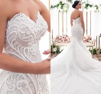 arabic aso ebi lace beaded mermaid wedding dress sweetheart buttons back bridal gowns 2022 vestidos de noiva mariee