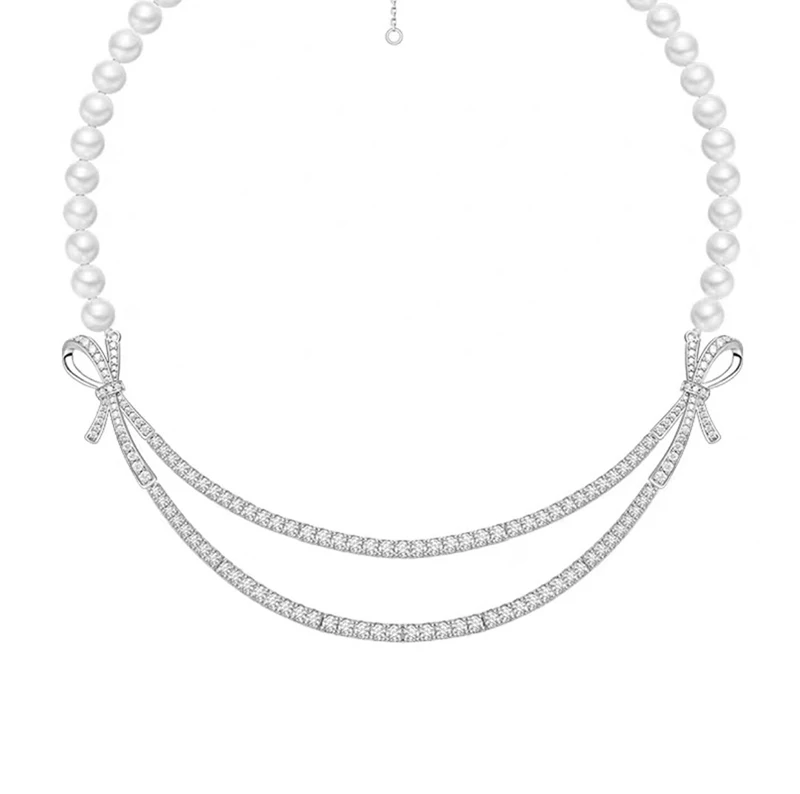

925 silver bow necklace for women jewelry gift 210324-26