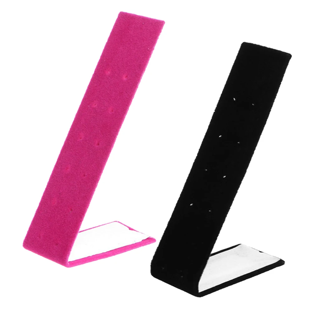 

1-Pack Black/Red Velvet Pendant Chain Necklace Display Stand 8.27inch Tall Leaning Earring Stand Jewelry Display