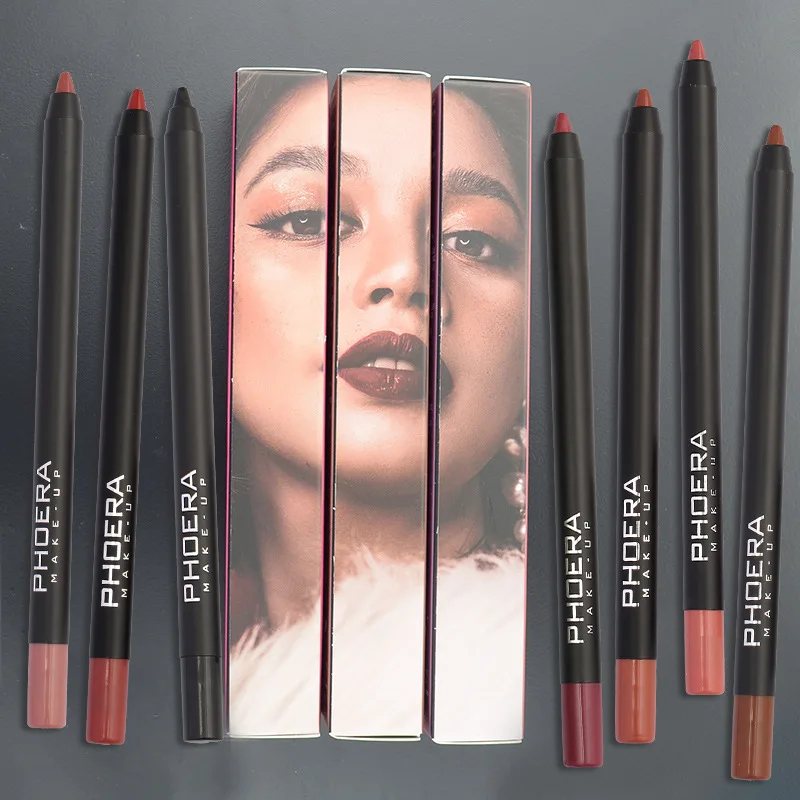 

2pc Lipsticks Pen Professional Matte Waterproof Lady Charming Lip Liner Contour Lipstick & 1pc EyelinerMakeup Tool Cosmetic