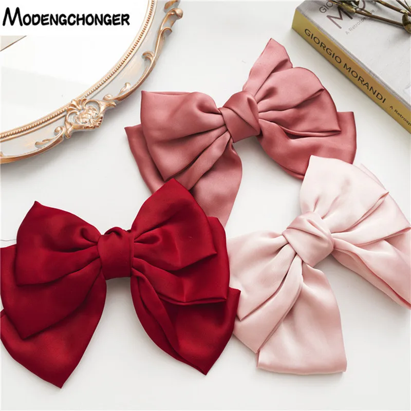 Большой бант для волос с трехслойной Заколкой-бабочкой шпильки цветами девочек