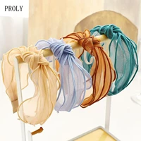 proly new fashion womens hairband solid color lace headband spring summer headband fresh rhinestone hair accessories turban