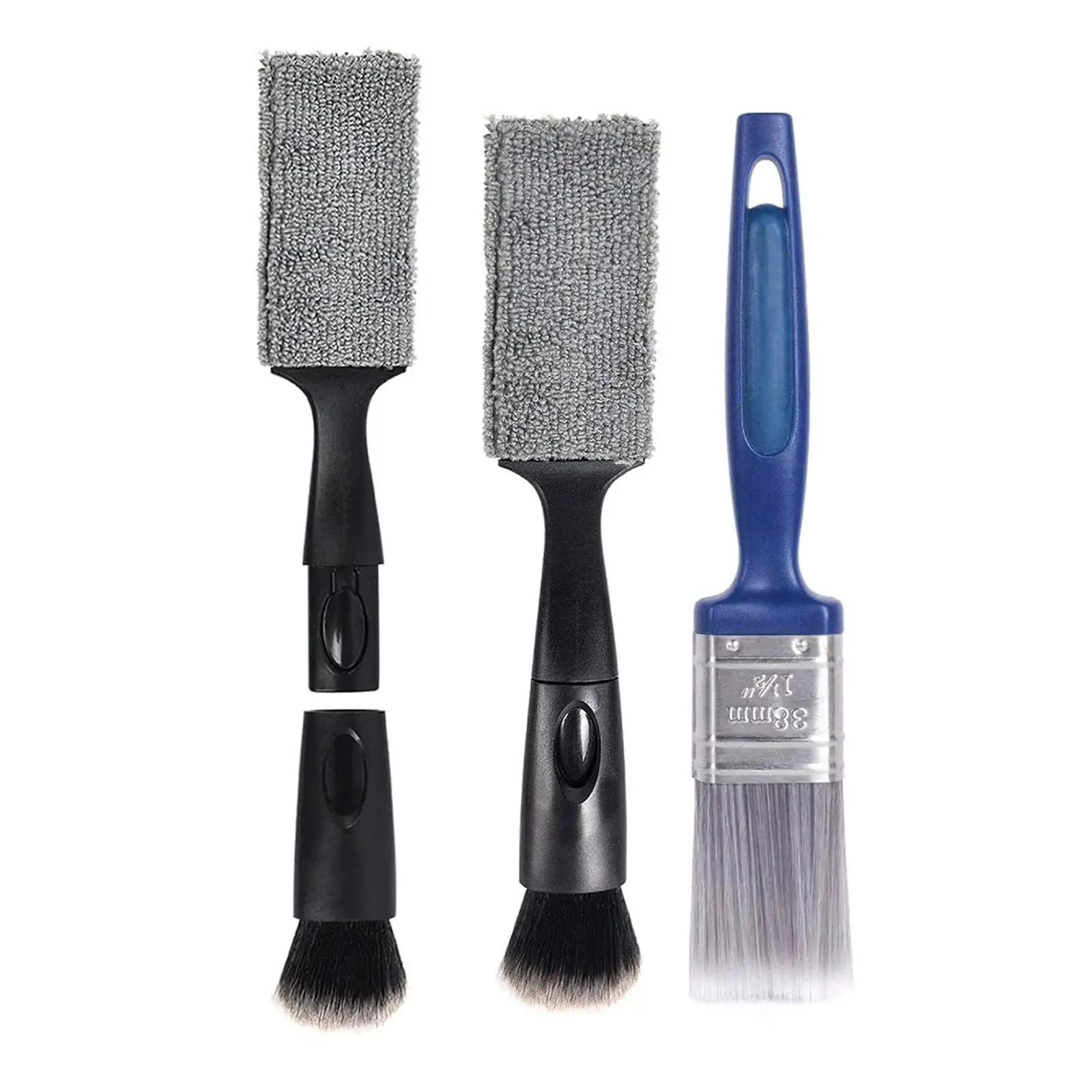 

3pcs Car Cleaning Brush Soft Bristles Home Car Dual-purpose Cleaning Gap Brush Detachable Detail Brush with Fiber for Car