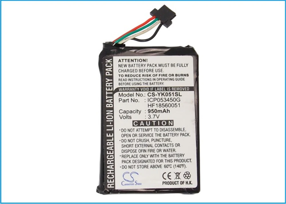 

Аккумулятор Cameron Sino 950 мАч для Yakumo EazyGo, XS, PNA EazyGo GPS, HF18560051, ICP053450G